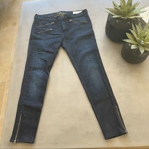 NWOT Rag & Bone blue Moto Zipper Skinny Jeans